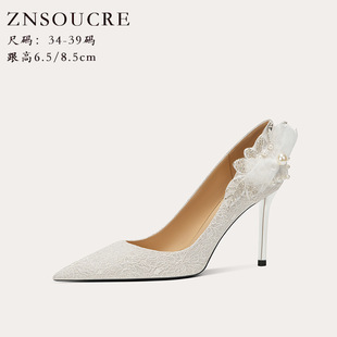 708-A80 Crystal Shoe Main Wedding Dress Bridesmaid Xiuhe Two-Wear Photo Sexy White Wedding Shoes Flower High Heels
