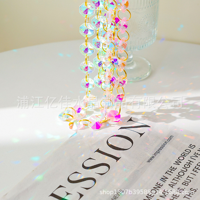 Fuente de fabricación de cortina de perlas de boda personalizada 14mm 16mm 18mm perlas de octogono de navidad decoración de cumpleaños cortina de perlas