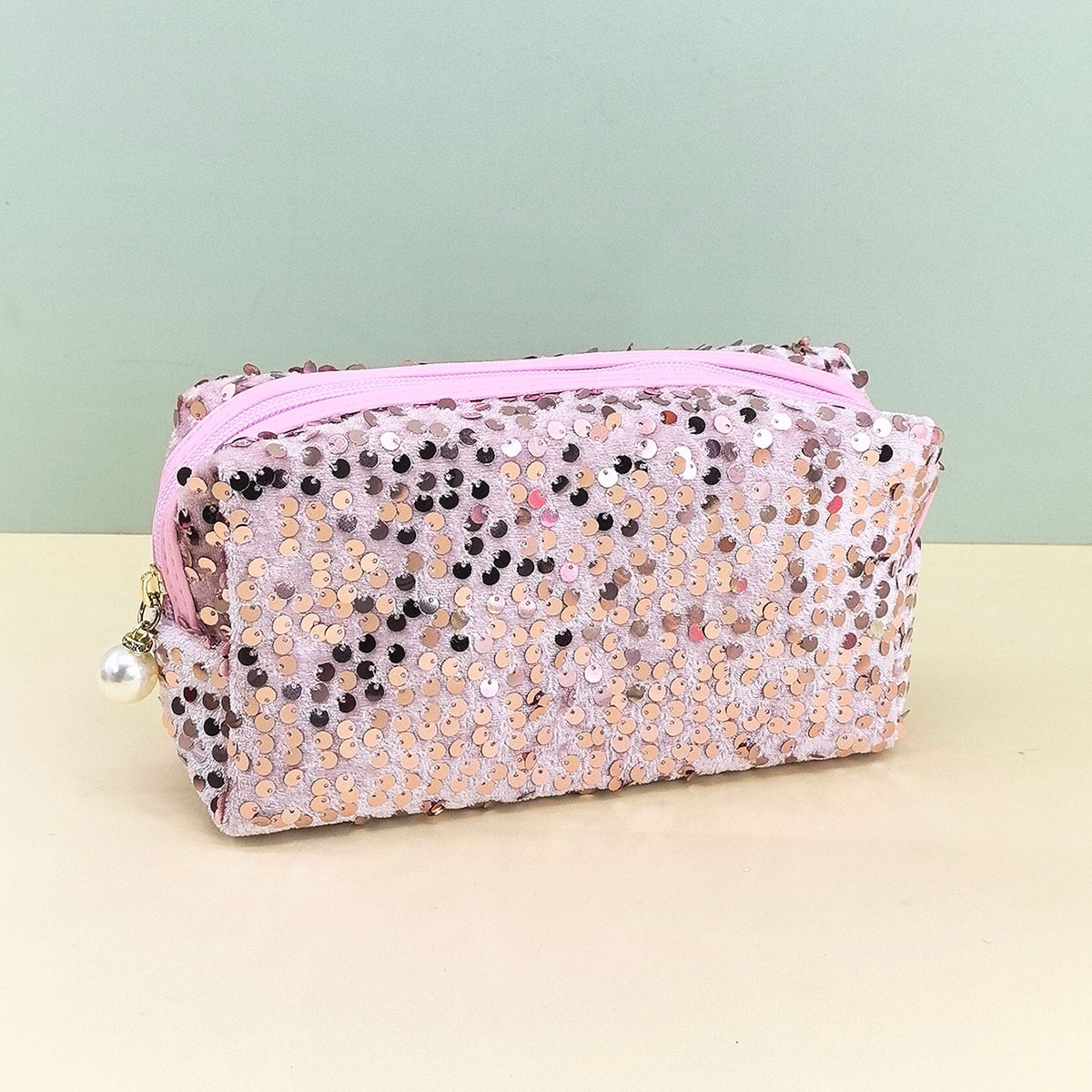 Daily Occasion Vintage Style Sequins Velvet Sequin Square Makeup Bags