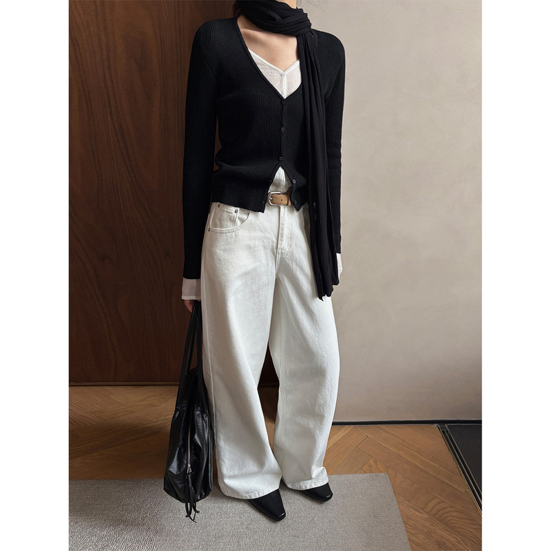 Tg Early Spring Commuting Essentials Korean Style Simple High-Waisted Loose Straight-Leg Jeans 2026 New Model Long Pants 26263