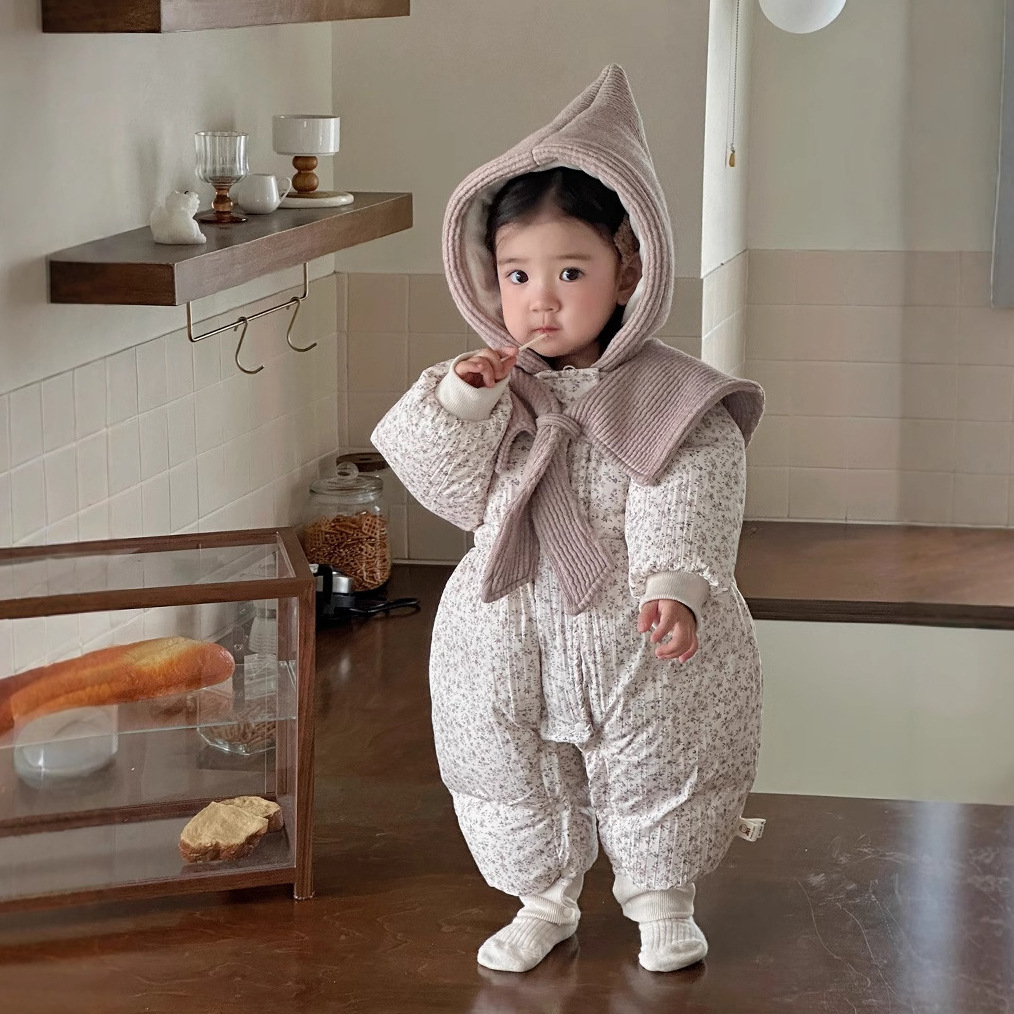 Ropa de bebé, una pieza, ropa de invierno para bebés, ropa de invierno para niños pequeños, ropa de algodón con pellizco de salida grueso