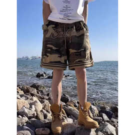 美式复古工装高街痞帅迷彩短裤男夏季潮牌宽松百搭五分裤休闲中裤