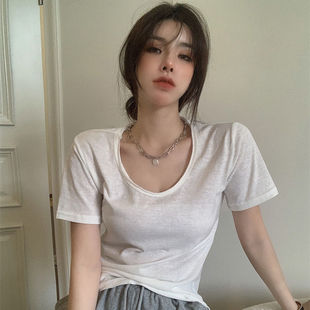 Women's Top Short Sleeve T-Shirt Round Neck Summer Casual Loose Half Sleeve Women's Sportswear All-match Solid Color T-shirt Wholesale