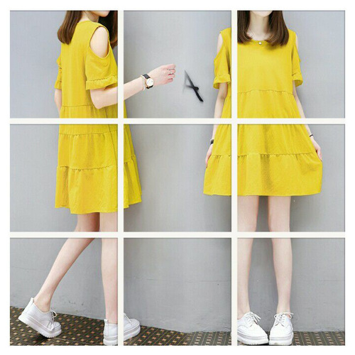 Shoulderless Korean Spring and Summer Dress, Black, Slimming, Whitening, Design-Savvy, Versatile, Loose, Hides Fat, Women's