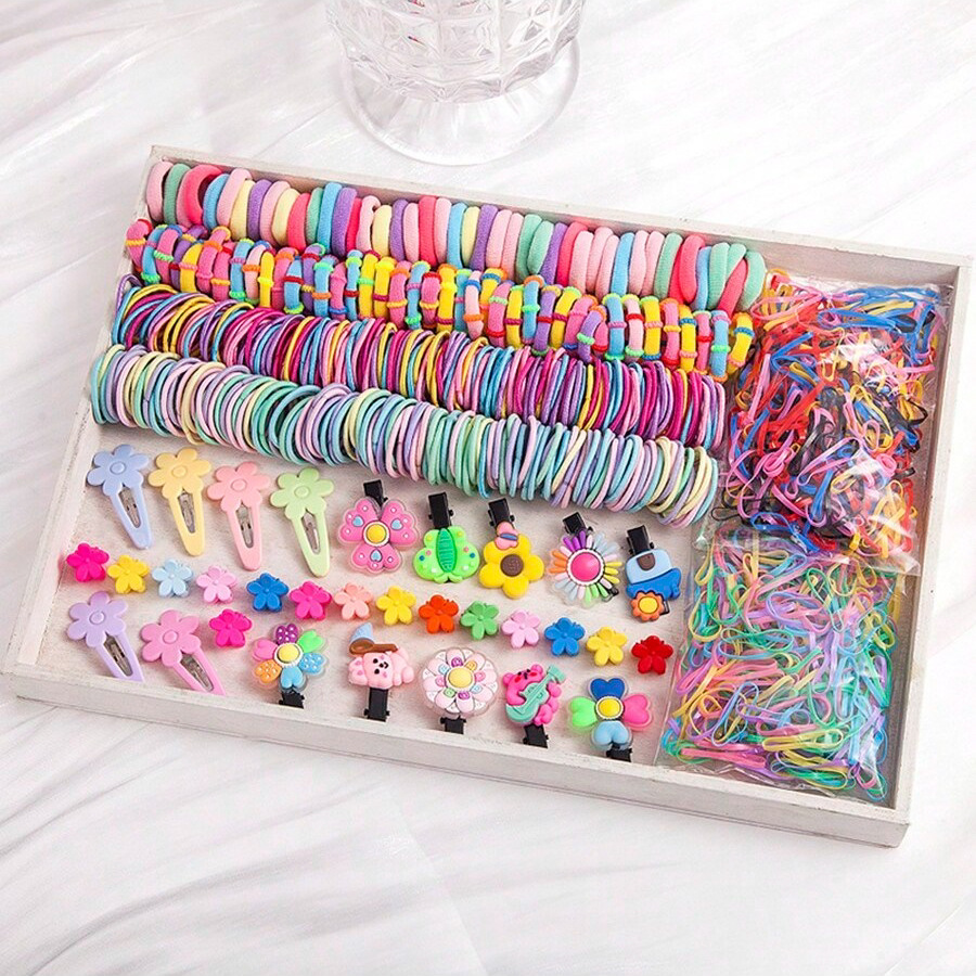 Tocado de los niños horquilla combinación traje caja de regalo banda de pelo del bebé chica clip lateral accesorios para el cabello chica princesa cuerda de pelo