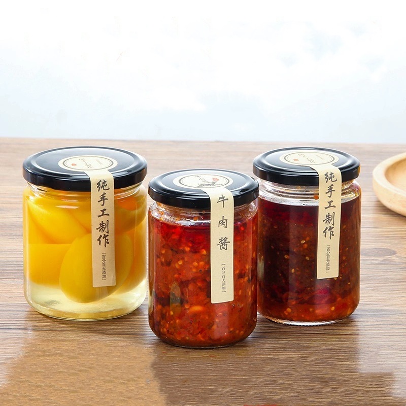 厂家现货圆形玻璃瓶,240酱菜瓶,蜂蜜瓶,果酱瓶玻璃瓶