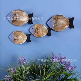 跨境定制2件装木质鱼航海沙滩墙壁装饰木制悬挂墙壁艺术装饰家居