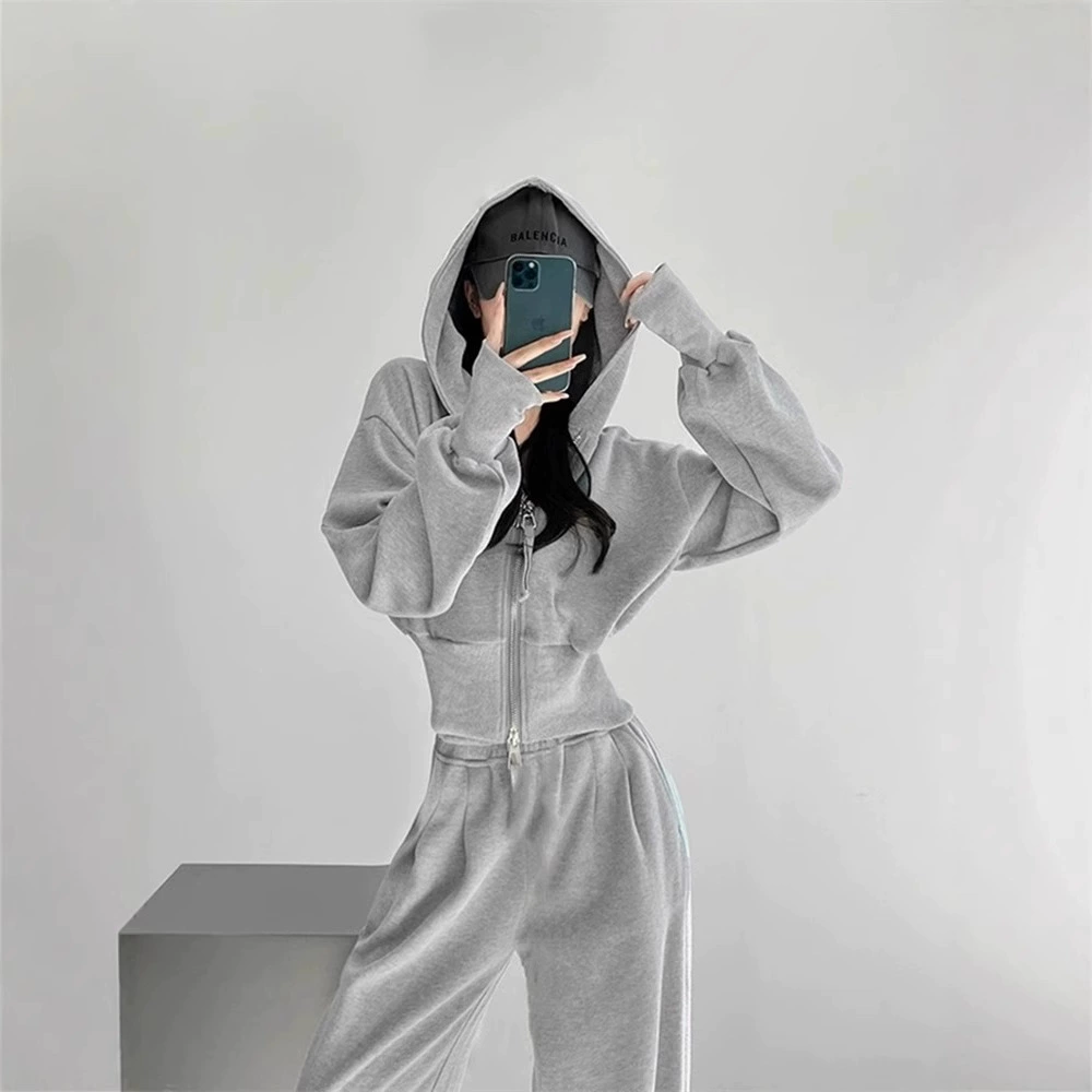 Иностранная мода повседневная спортивная одежда женская весенняя и осенняя свободная, тонкая корейская версия студенческого чехла с капюшоном