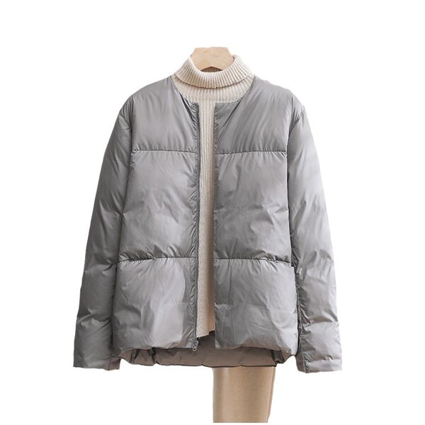 Winter solid color thin short down jacket for leisure