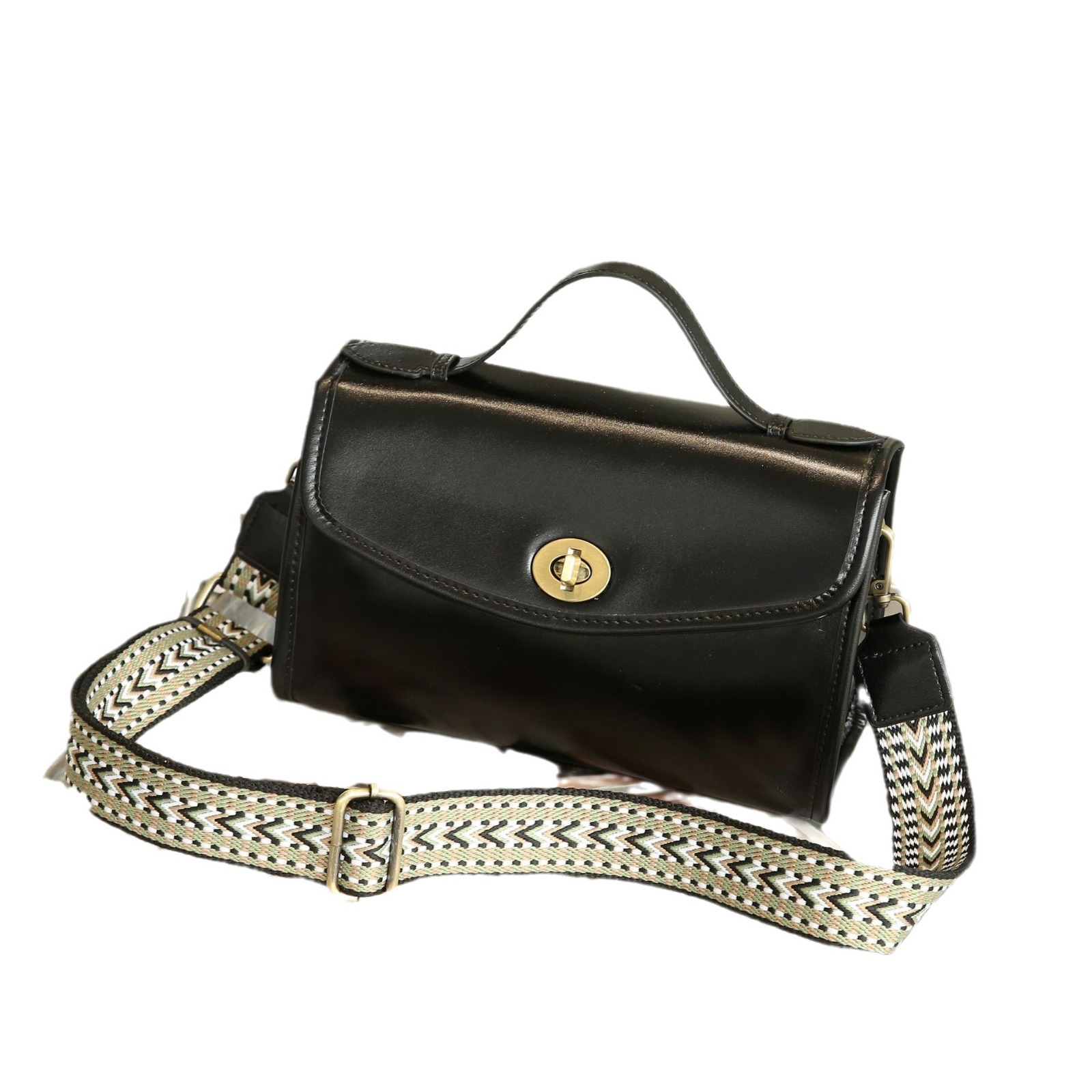 Vegetable-Tanned Top Grain Cowhide Women's Shoulder Bag - Fashionable Multi-Compartment Large Capacity Practical Motorcycle Square Bag - Thumbnail 5