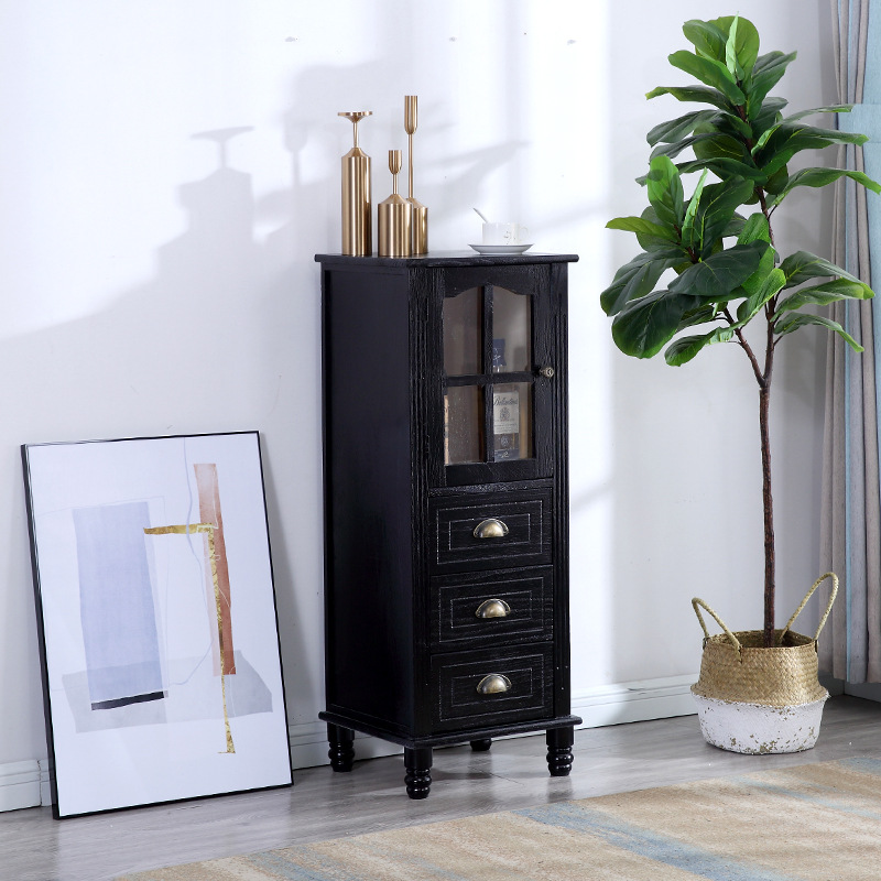 American retro meseta de cabecera de madera sólida hendidura pequeño vinícola tipo cajón 40CM gabinete de almacenamiento TV sala de estar vertical