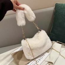 秋冬新款毛绒包包仿兔毛女包小众链条斜挎包包小众百搭斜挎包跨境