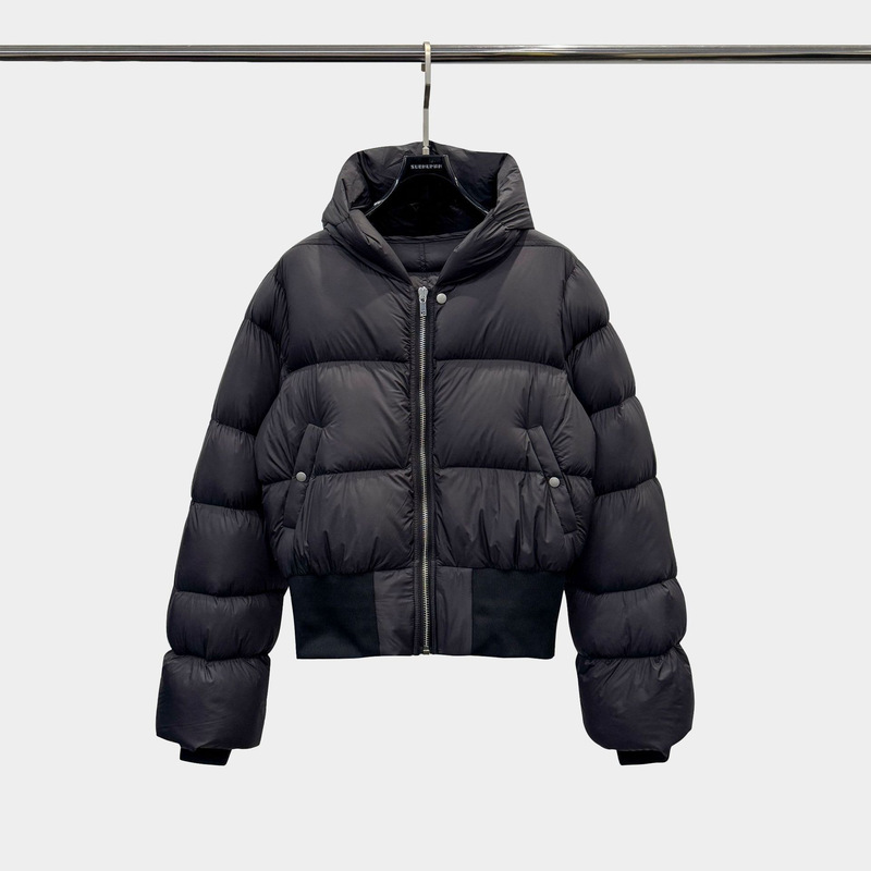 2026 Very Stylish Goose down Jacket, Dark Style, Black Lightweight Nylon Hooded Short down Jacket