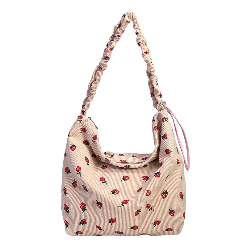 Bolsa de ombro morango na moda feminina elegante mala de trabalho_voghion.com