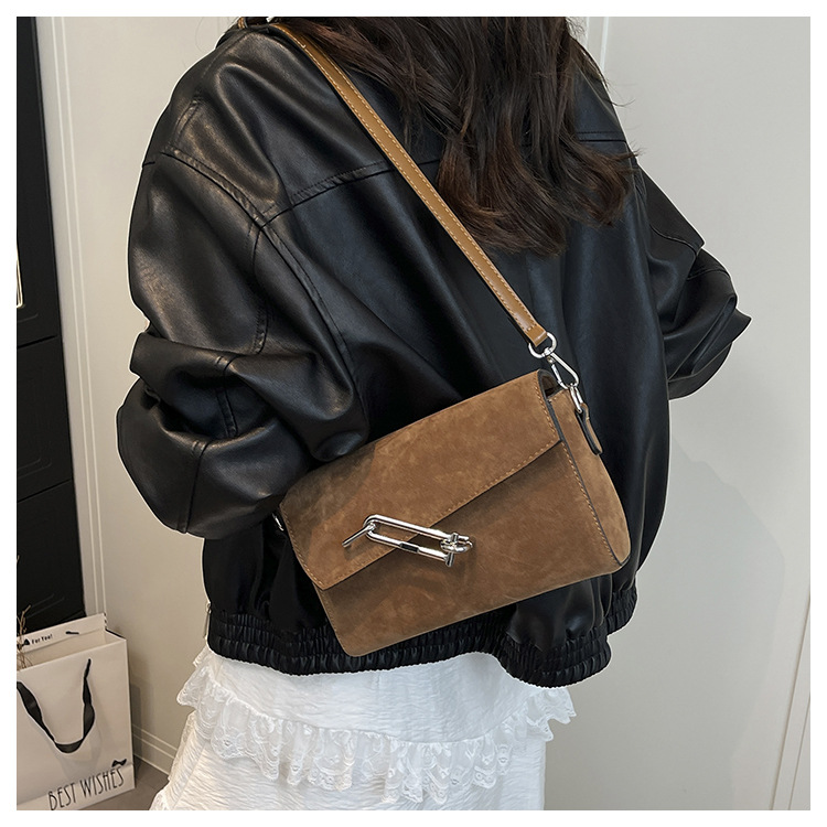 Suede Exquisite Lockbox Bag For Women 2025 New Model, Light Luxury, Niche High-End Sense, Shoulder Bag, Crossbody Lock Buckle Small Square Bag_voghion.com