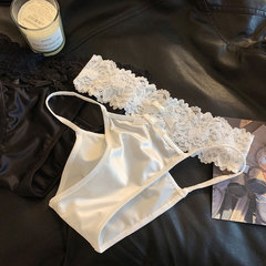 Light luxury sexy lace satin ice silk girl underwear women's low waist cross hollow underwear women