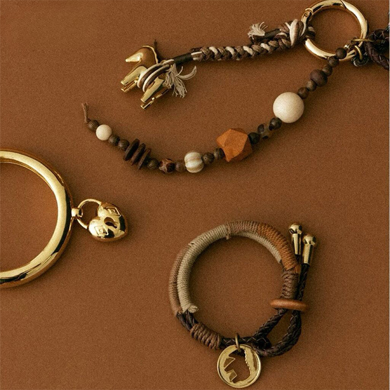 Pony Portrait Coin Ivory Fruit Wood Original Piece Hand-Woven Bracelet Wooden Horse Sculpture Key Chain Bag Hanging Bracelet