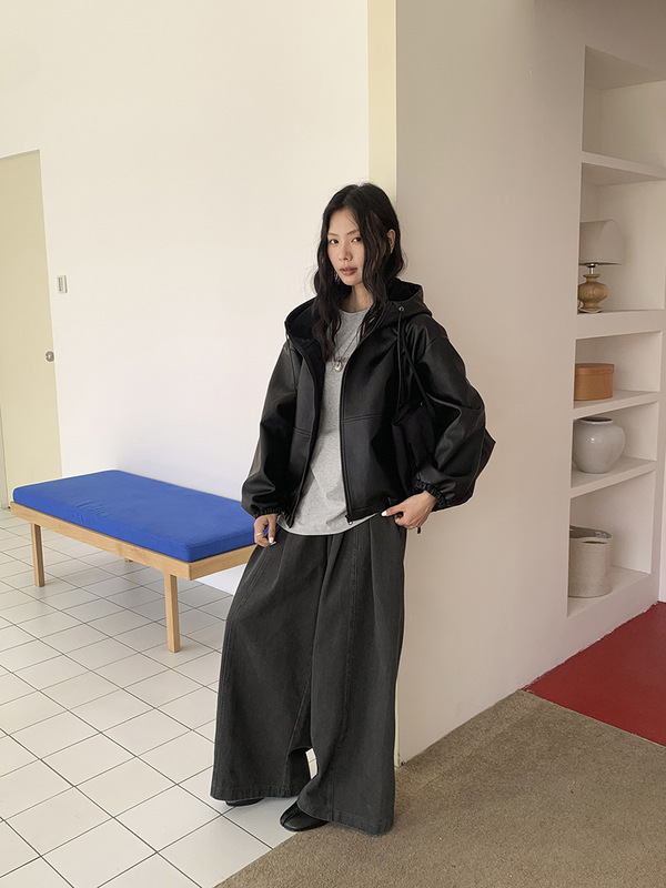 广州十三行2025秋韩风复古水洗纯棉显瘦百搭拖地感休闲裤女03095|undefined