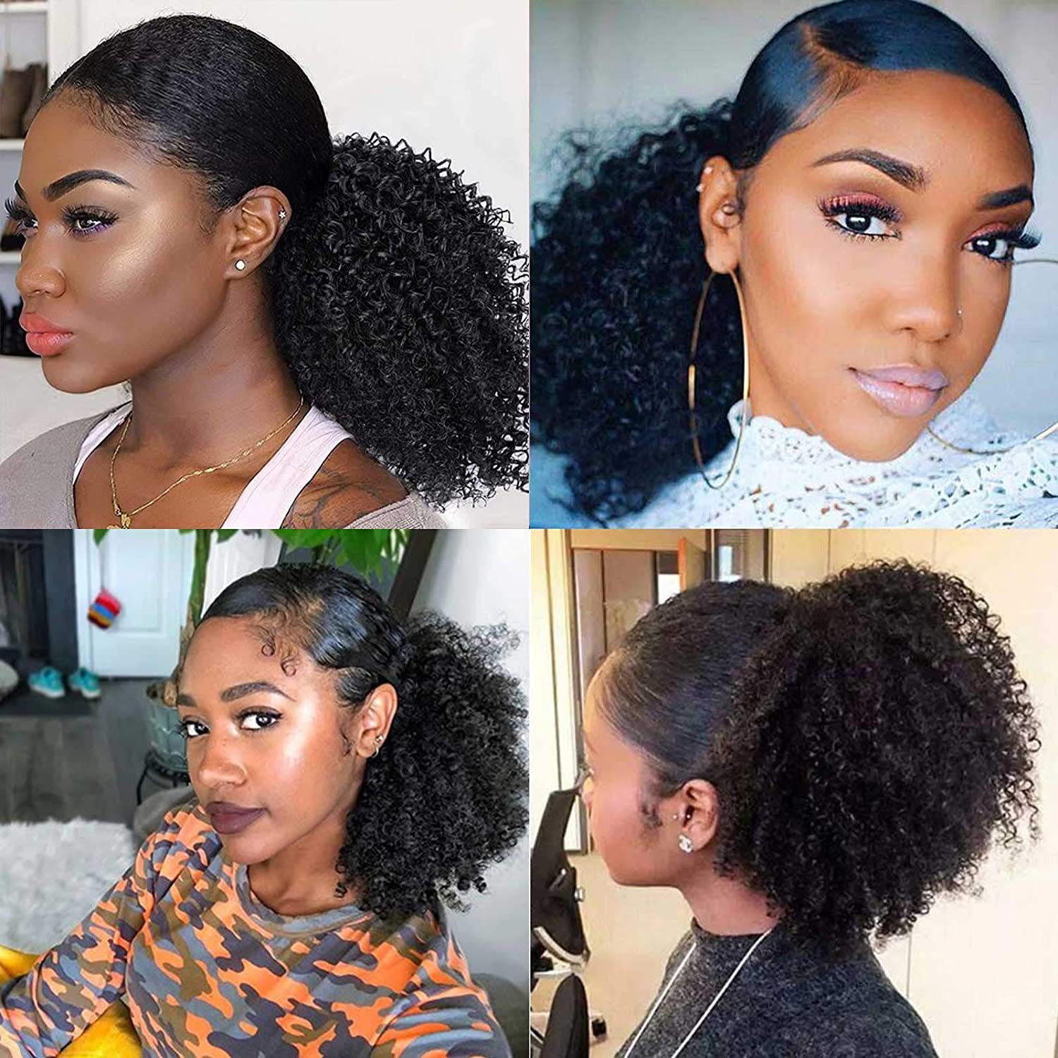 Sintētiskie mati Afro aukliņa maza cirtainu matu soma sintētiska zirgaste_voghion.com