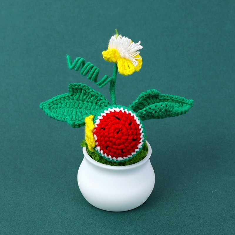 完成したウールひまわり鉢植えスズラン造花チューリップデスクトップ装飾品バレンタインデー教師クラスメートギフト|undefined