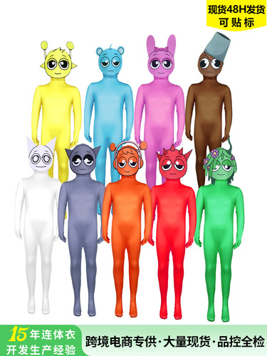 Cross-border best-selling Sprunki Incredibox rhythm box cosplay costume game accessories tight clothing