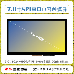 Spi Interface 7inch Tft Lcd Capacitive Touch Screen 1024X600Ips Hd/Spi+I2C Microcontroller Driver