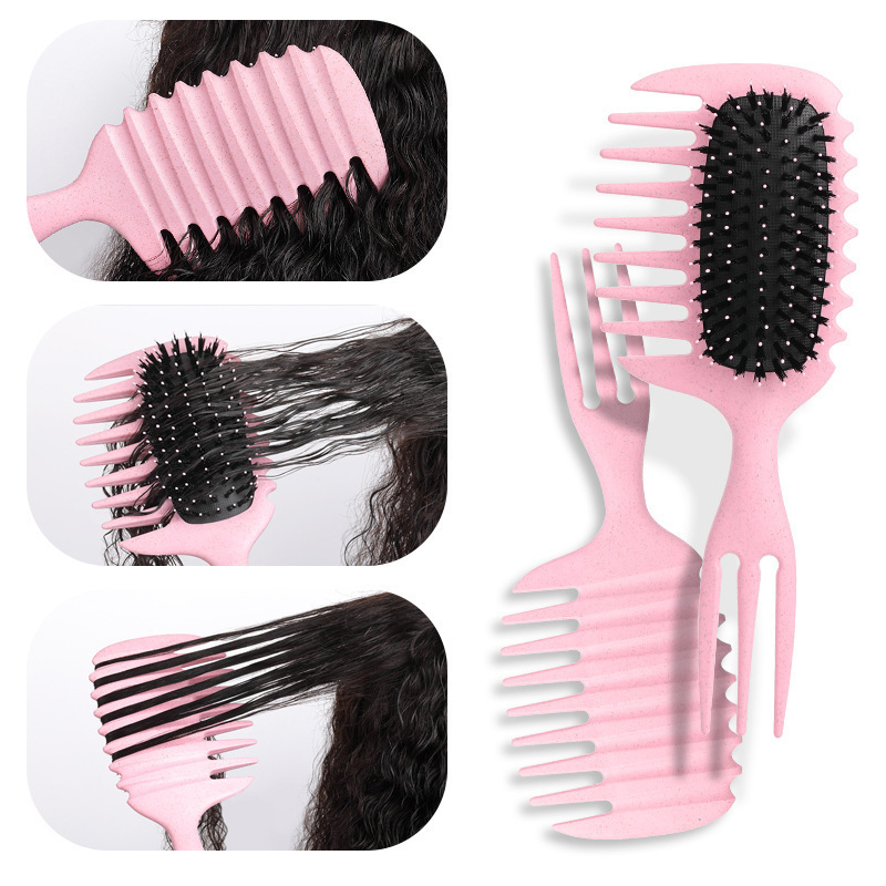 外国貿易卸売乾湿両用帯電防止カーリーヘア定義コーム三叉広歯エアクッションエアバッグヘアスムージングマッサージコーム|undefined