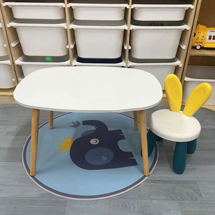 Children's Table and Chair suit Kindergarten Round Table Rectangular Baby Toy Game Table Home Dining Writing Table