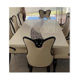 现代风格餐厅套装皇家设计的餐桌套装大理石餐桌实木脚一台8椅