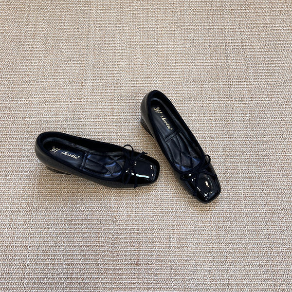 Giày cao gót nữ mũi vuông đế trong tăng chiều cao 7 cm, thắt nơ, kiểu lười hở gót, chất liệu da bò — Hàng có sẵn màu đen, Hàng có sẵn màu đỏ, Màu nude, hàng có sẵn