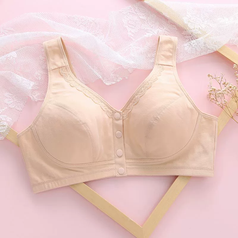 彰艳 Lace quilted comfortable bra, underwear, for middle age, front lock