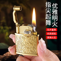 HP913齿轮联动翻盖砂轮充气打火机金属创意小巧便携礼品代发批发