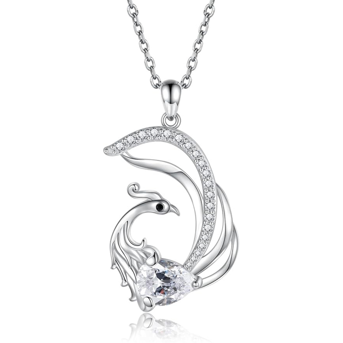 Vendita calda semplice e bella collana con ciondolo elegante a forma di fenice in cristallo bianco, gioielli da donna alla moda_voghion.com