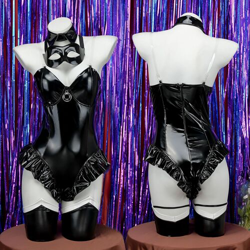 Patent leather sexy lingerie set for women, cosplay Tsukino Usagi heart thief cosplay anime suit C1024