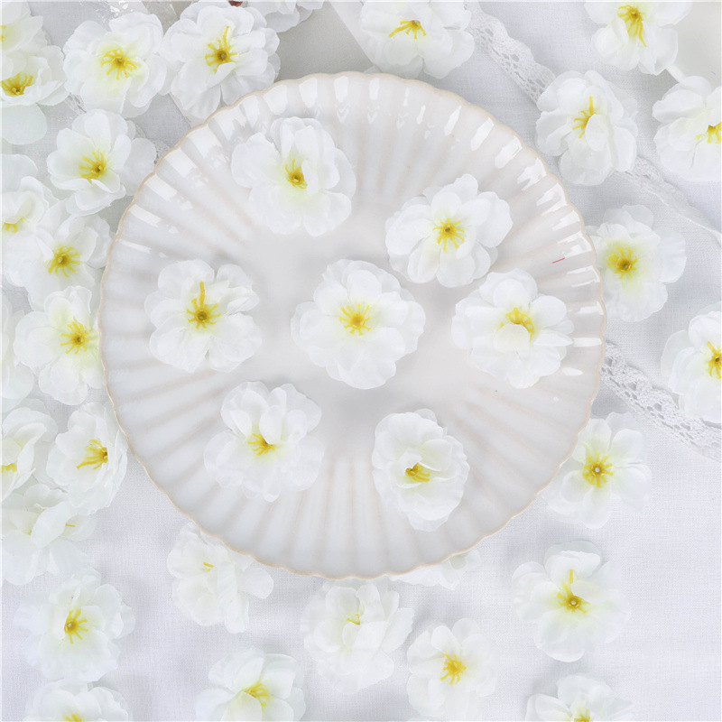 Flores artificiales, pétalos de melocotón, flores de ciruelo de seda rosa, accesorios para fotografía de bodas, tocados, artificiales_voghion.com