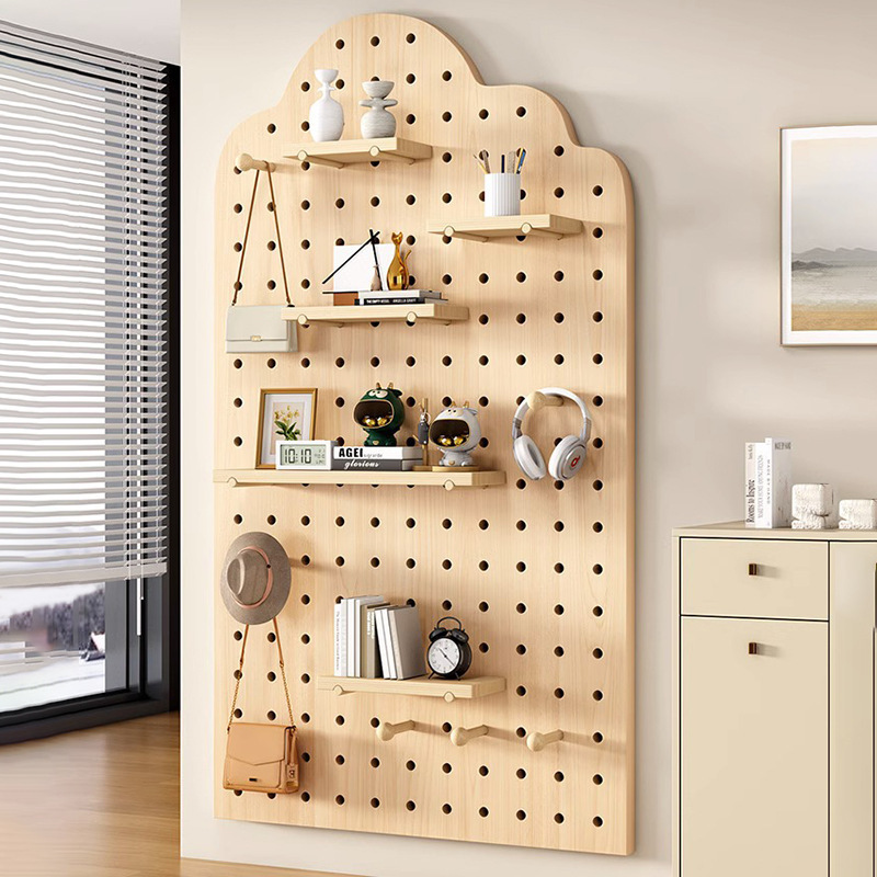 Solid Wood Hole Board Hanging Board Wall Decoration Partition Shelf Desk Background Wall Rack Display Rack Storage Rack