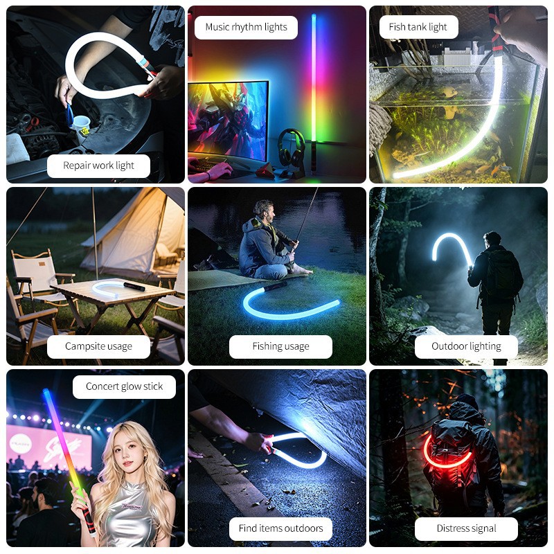 Cross-border LED silicone emergency light, bendable white light mechanical lighting lamp, handheld multifunctional light stick, rechargeable