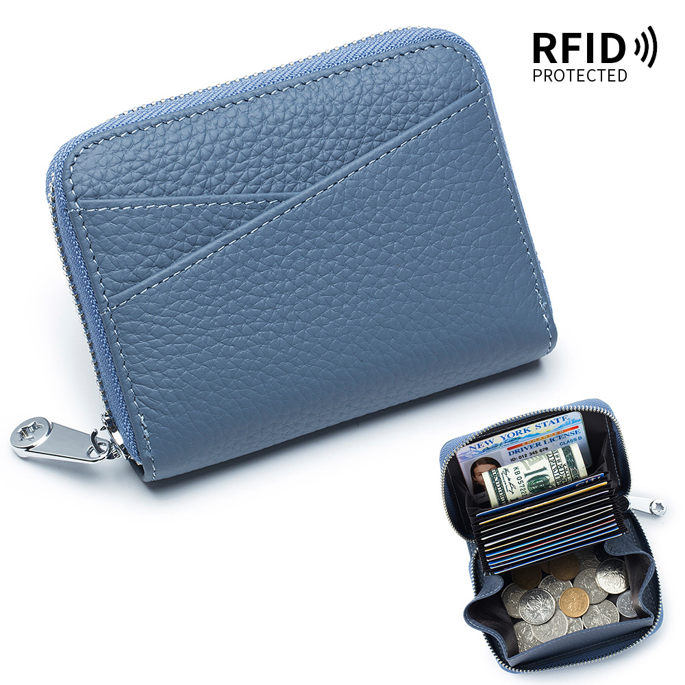 日本式オルガンマルチカードカードバッグrfid大容量小銭入れジッパーカードカバー男女硬貨カバン本革