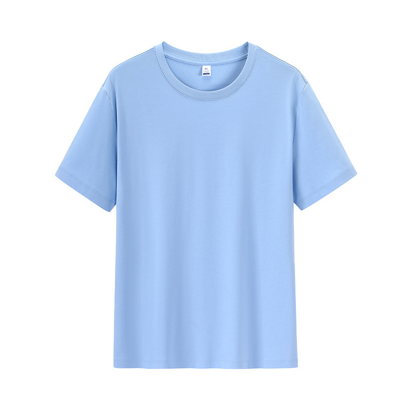 Verano anti-arrugas mercerización líquida de amoníaco ropa de trabajo de cuello redondo camiseta de capacitación de mangas cortas camiseta de grupo camiseta personalizada