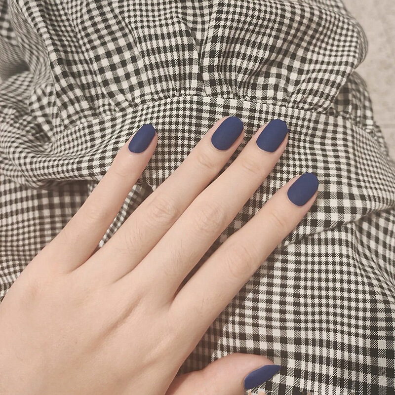 CS-99mini dark blue frosted fake nails solid color white European and American ins wind 24 pieces of wearable nail tablets wholesale