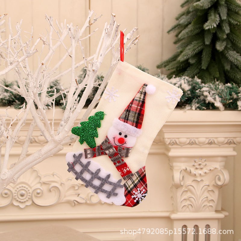 Calcetines medianos en vallas de lino 4Y (muñeco de nieve)