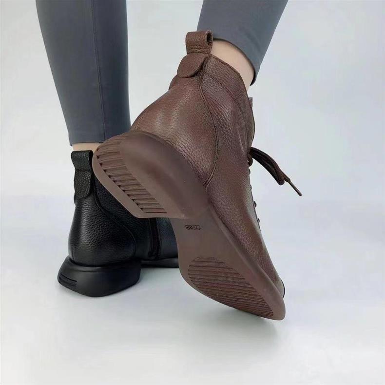 Women's Martin Ankle Boots In Soft Leather With Fleece Lining_voghion.com