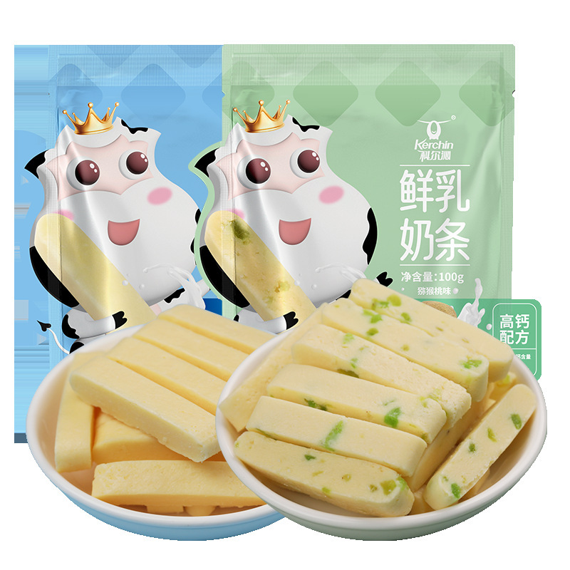 Horqin (KERCHIN) leisure snacks dairy snacks new fresh milk strips kiwi fruit