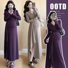 孕妇装春装2025新款早春季打底连衣裙修身辣妈孕妈高级感穿搭裙子