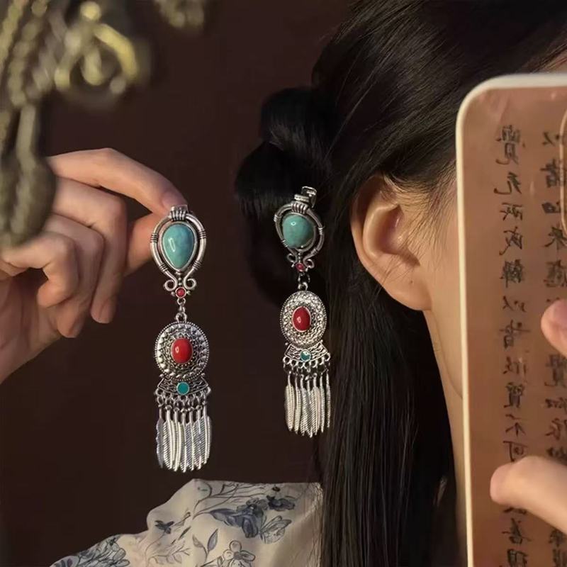 璀璨星河~黑曜石闪钻名族风铃铛流苏发夹女感甜美前额侧边夹包邮|undefined