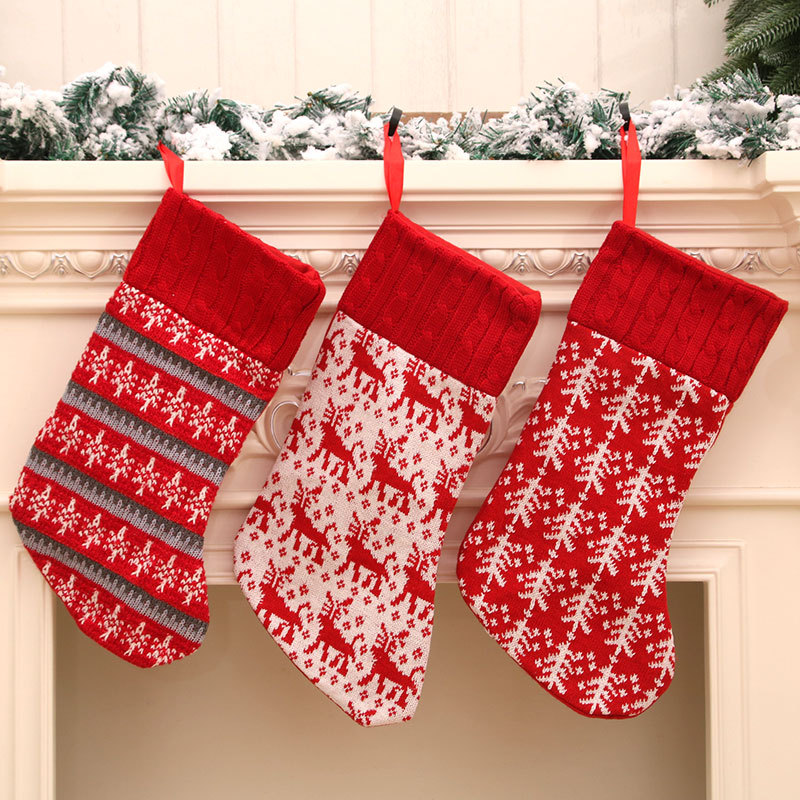New Knit Christmas Socks Christmas Gift Bag Christmas Decorative Supplies Christmas Socks Gift Ornament