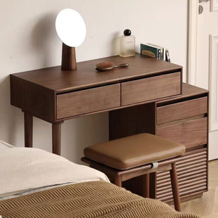 North American Black Walnut Dressing Table Modern Bedroom Simple Storage Cabinet Nordic Solid Wood Bedside Table Dressing Table Integrated