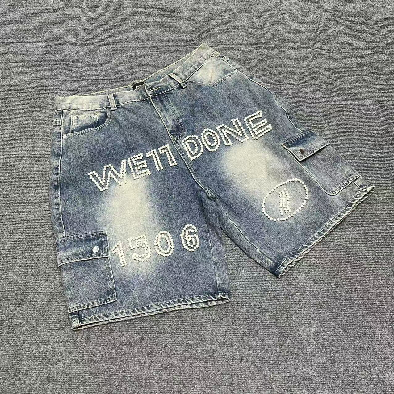 Marca de moda europea y americana transfronteriza Alcatraz Camiseta de manga corta con estampado de letras reflectantes Traje de pantalones cortos casuales de calle para hombres y mujeres