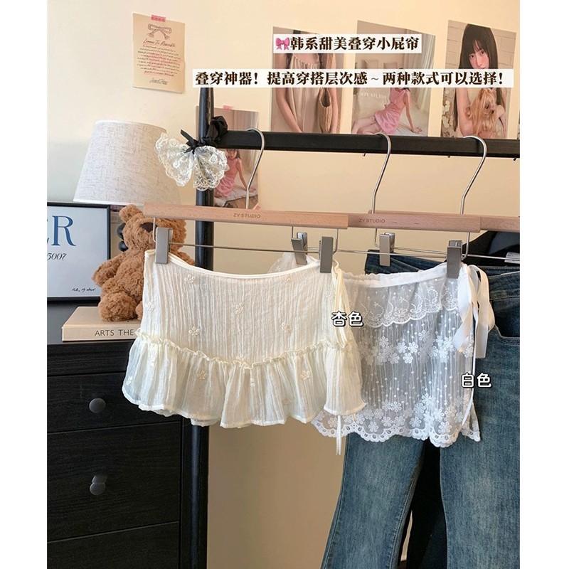 レースのおならのカーテンの女性の秋冬2025春の新商品は重ね着してスカートのカーテンのファッションの白いレースの半身のスカートの潮を配合します。|undefined
