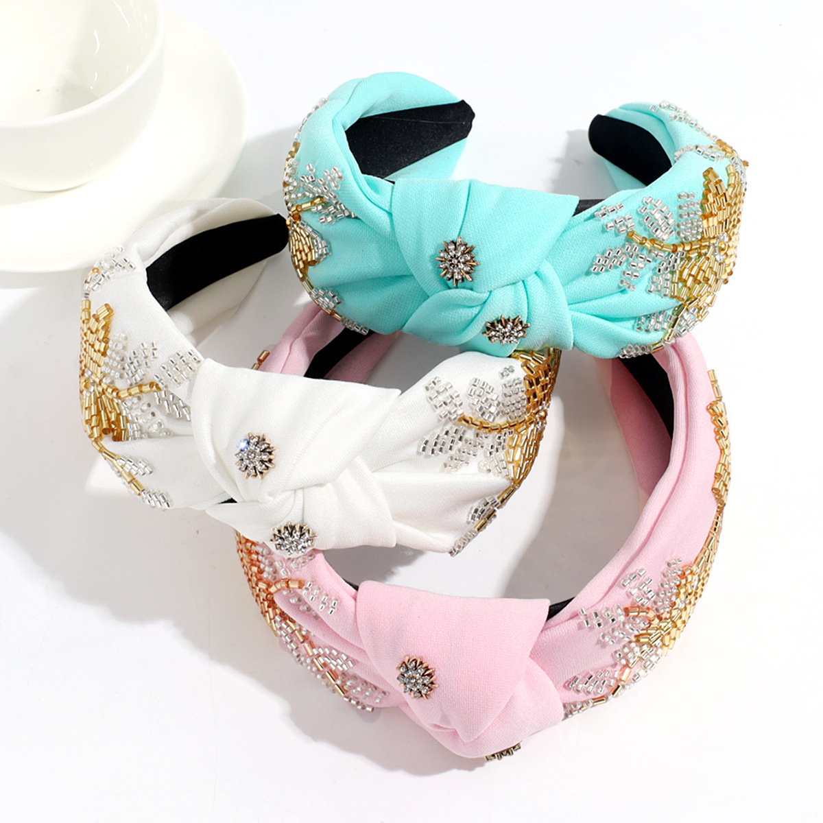 Women's Simple Style Classic Style Color Block Cloth Inlay Rhinestones Hair Band display picture 3